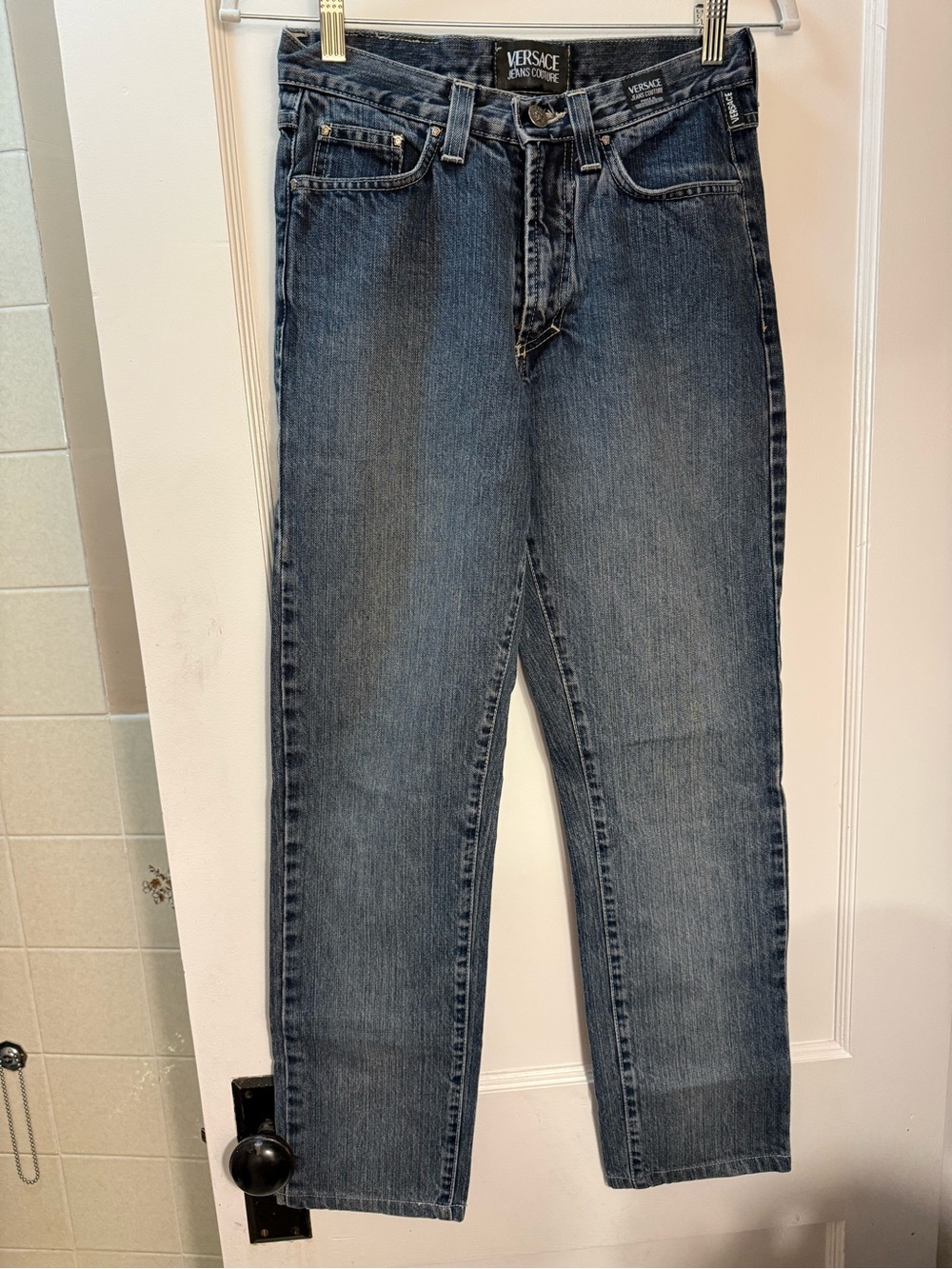 Versace Women’s Mid-Blue Straight-Leg Jeans